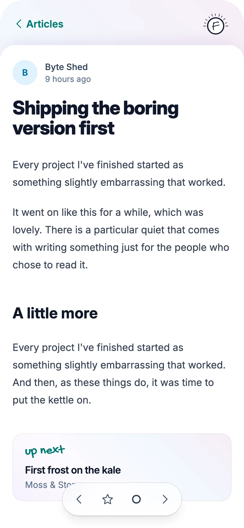 An article in Feedgrab on a phone